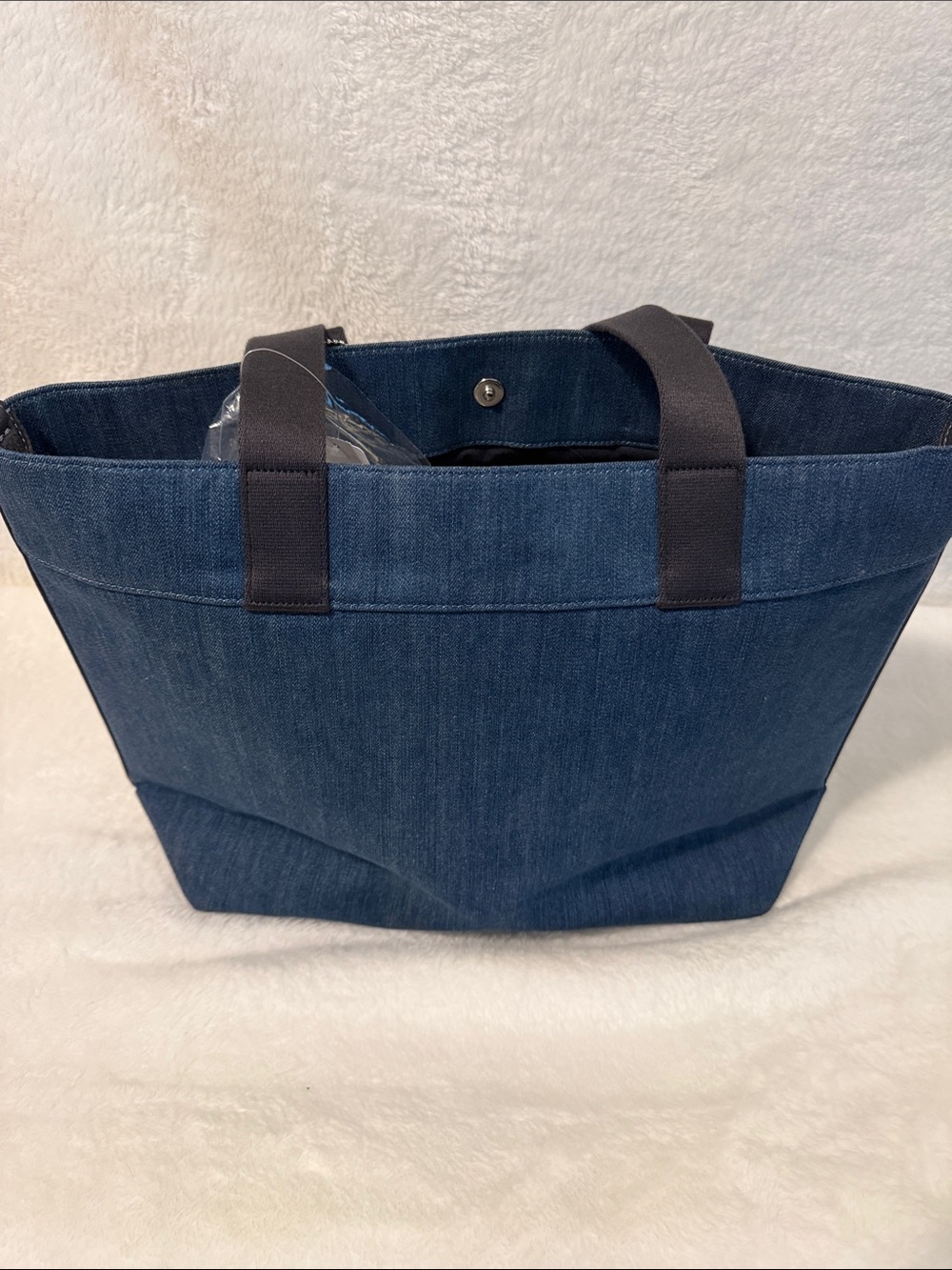 Coach Blue Denim Logo Tote with Dark Handles - Picture 3 of 6